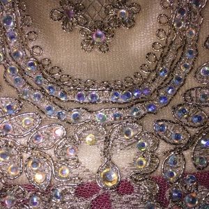 Diamond Sequin Homecoming Dress - Gold/Red